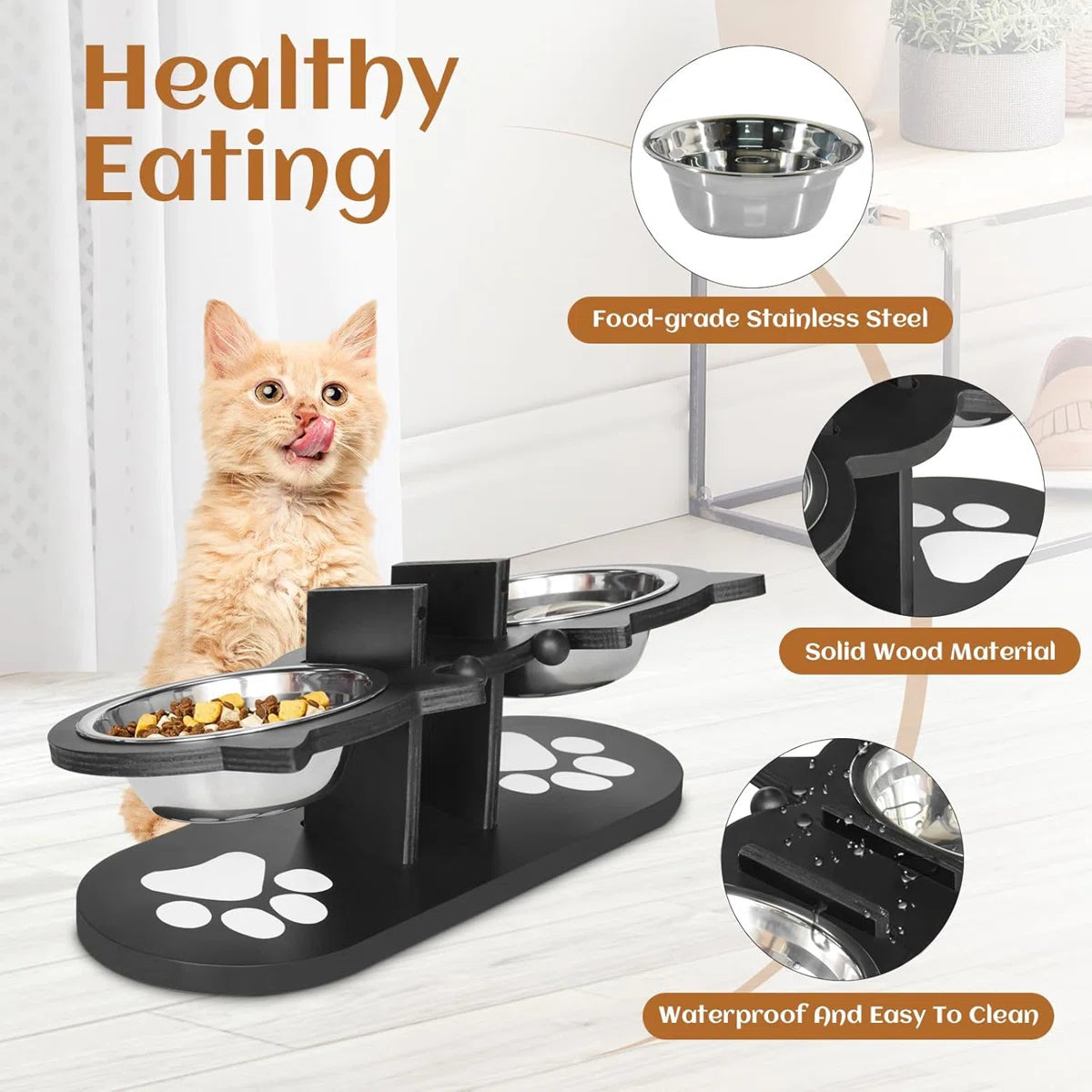 Adjustable Wooden Pet Feeder